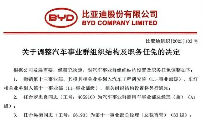 第十三事業部を撤廃――BYDが進める組織の「スリム化」とその狙い